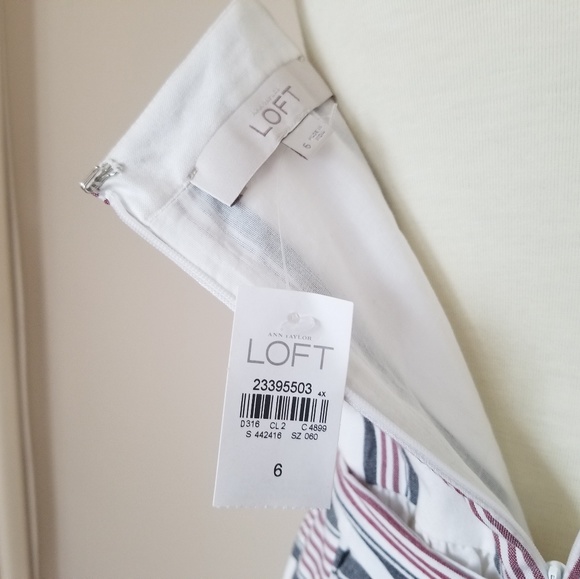 LOFT Striped Ruffle Wrap Dress - Picture 5 of 8